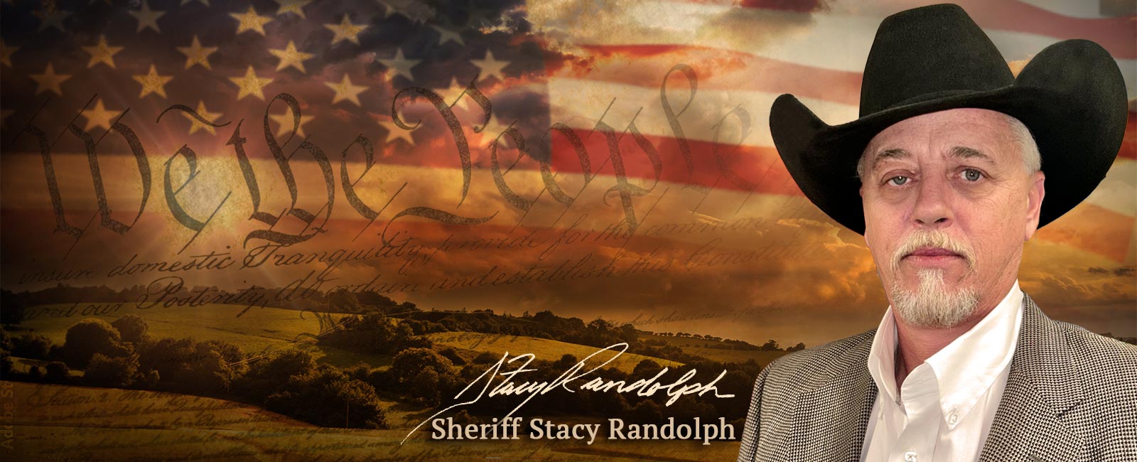 sheriff randolph with flag and constitution graphical background